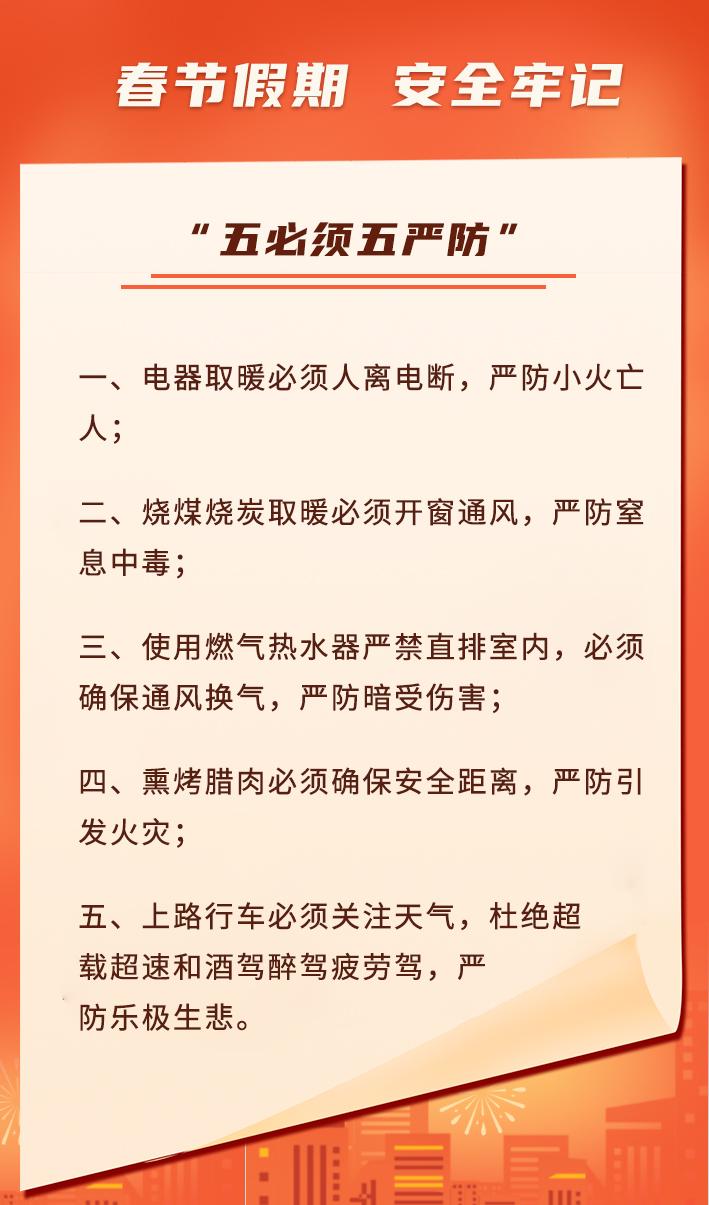 【网络中国节·春节】安全牢记 | “五必须五严防”