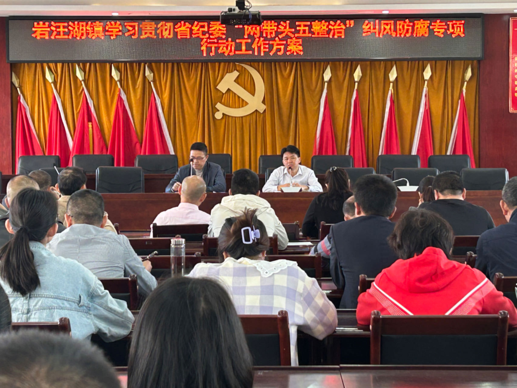 汉寿县岩汪湖镇召开专题会议 进一步学习贯彻省纪委“两带头五整治”纠风防腐专项行动工作方案